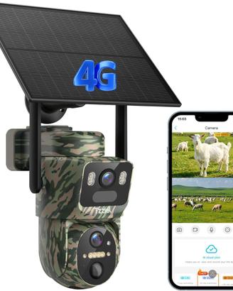 Fototrappola Solare con SIM 4G 2K Doppio Obiettivo