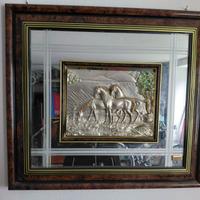 Quadro 3 cavalli d'argento su sfondo a specchio