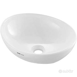 Lavandino da Appoggio ovale in Ceramica Bianca