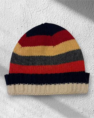 Cappello Invernale in Maglia a Righe Multicolor