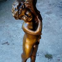Scultura lignea antica portacero-portavaso