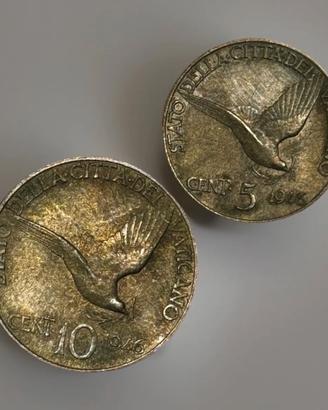 5-10 CENT 1946 RRR PIO XII VATICANO 1000pz GIG. 22