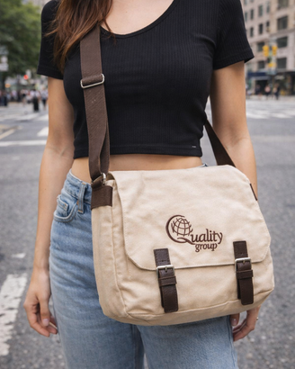 Borsa a tracolla in tela beige “Quality Group”