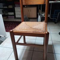 N°4 sedie in legno massello con seduta impagliata