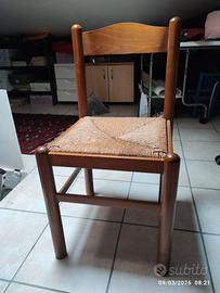 N°4 sedie in legno massello con seduta impagliata