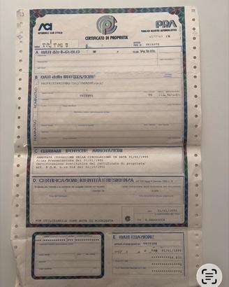 Certificato vespa primavera et3