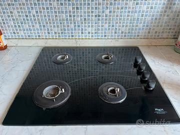 Piano cottura Rex Electrolux nero gas 4 fuochi vet