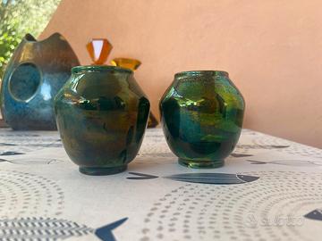 coppia vaso iridescente Riccardo Gatti Faenza 