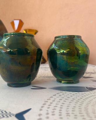 coppia vaso iridescente Riccardo Gatti Faenza 