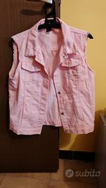 gilet jeans smanicato donna
