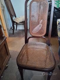7  sedie antiche legno e paglia  molto particolari