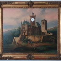 OROLOGIO A PENDOLO CON DIPINTO, DEL XIX° SECOLO