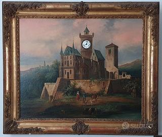 OROLOGIO A PENDOLO CON DIPINTO, DEL XIX° SECOLO