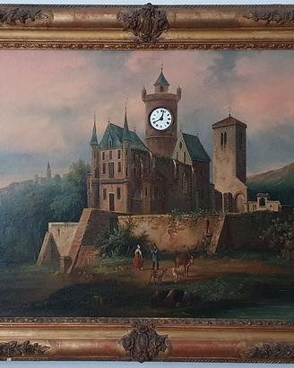 OROLOGIO A PENDOLO CON DIPINTO, DEL XIX° SECOLO