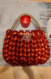 borsa marshmallow velluto rosso vermiglio 