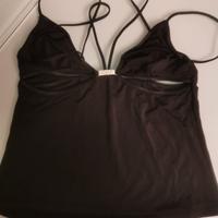 top corto infiore tg. 2 nuovo sexy nero strass
