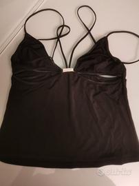 top corto infiore tg. 2 nuovo sexy nero strass