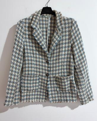 Blazer elegante donna in tweed misto cotone Tg M/L