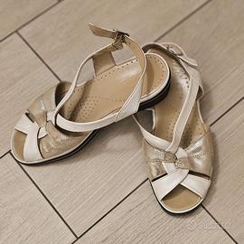 Sandali in Pelle Bianchi e Oro