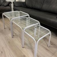 Trittico Tavolini Vintage Vetro Impilabili Anni 60