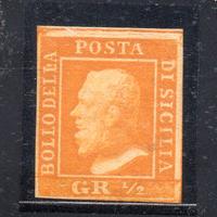 SICILIA, 1/2 grana arancio n. 1 * Punto di spillo