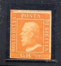 SICILIA, 1/2 grana arancio n. 1 * Punto di spillo