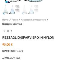 REZZAGLIO SPARVIERO rete pesca nuovo mai usato