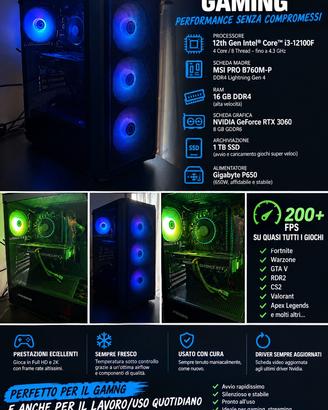 PC GAMING RTX 3060 – 16GB RAM – 1TB SSD