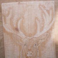disegno di cervo inciso su legno