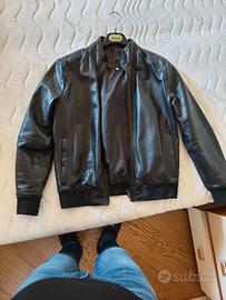 Giubbino in pelle uomo nero vera pelle combipel