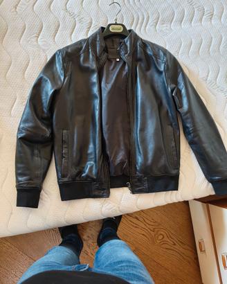 Giubbino in pelle uomo nero vera pelle combipel