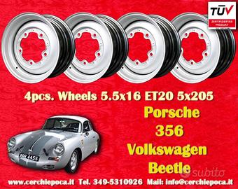 4 pz. cerchi Porsche OE steel 5.5x16 ET20 356 - 19