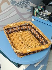 Cestino vimini beige e marrone