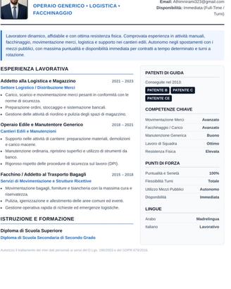 locgistica-operaio  autista patente b