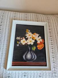 olio su tela vintage anni 60 Fiori