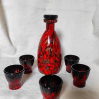 Bottiglia vetro Murano da liquore con bicchierini