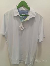 polo in cotone bianco con contrasto tg xxl