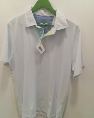 polo in cotone bianco con contrasto tg xxl