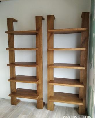 2 librerie in rovere rustico con ripiani