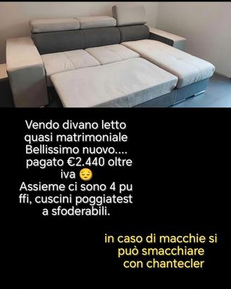 divano letto nuovo quasi matrimoniale come misure