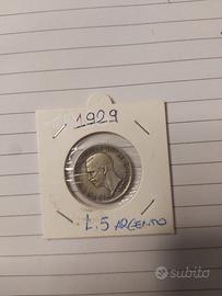 5 lire Aquilotto 1929 e rosette