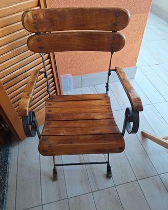 Sedie ferro battuto e legno