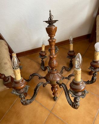 Lampadario Legno