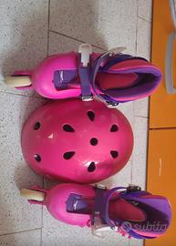 Pattini in linea con protezioni e caschetto OXELO