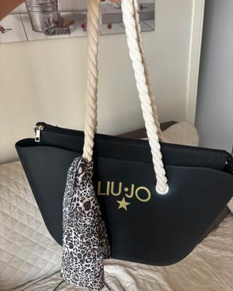 Borsa nera doppi manici con foulard Liu Jo
