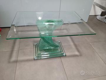 Tavolino da Salotto in Vetro Design Moderno con Ba