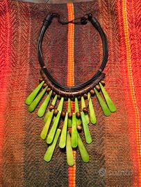 Collana etnico-chic  verde mela