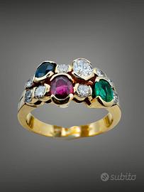 anello arlecchino oro giallo 18 kt