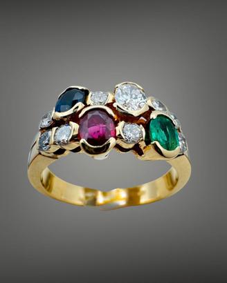 anello arlecchino oro giallo 18 kt