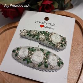 mollette per capelli  ricamate a mano